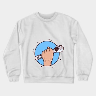 Adjustable Wrench tool in Mechanic hand vector illustration. Crewneck Sweatshirt